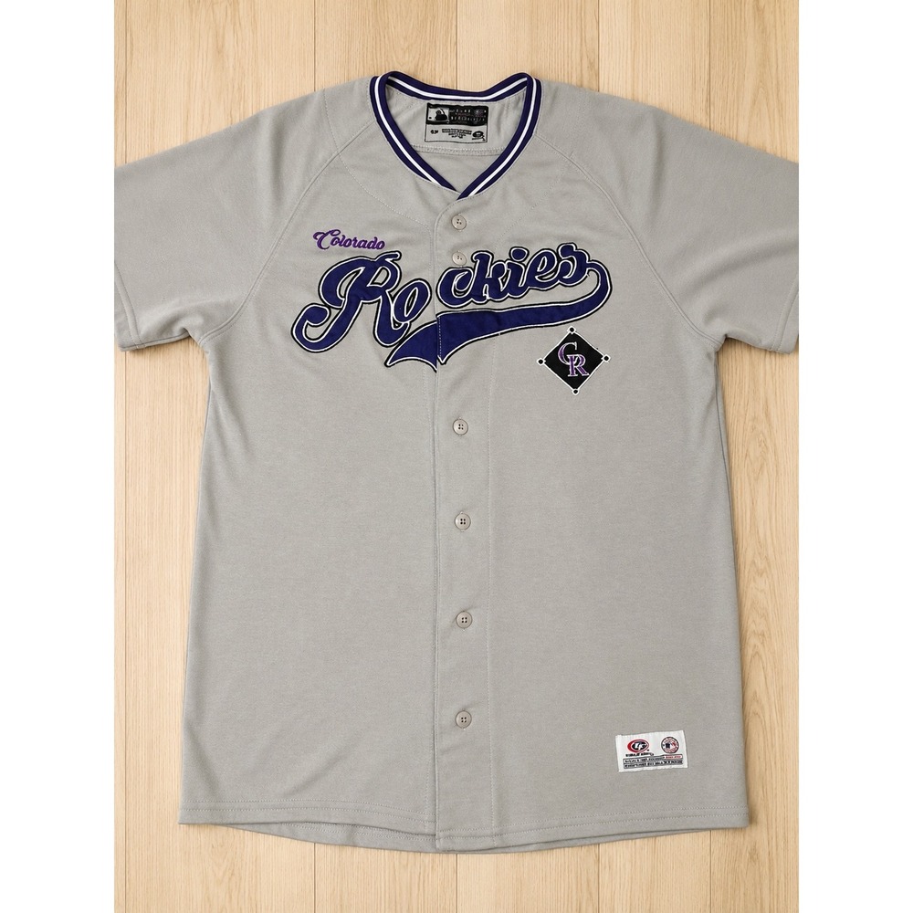 Colorado Rockies Gray Purple MLB Team Apparel Baseball Jersey Adult Small S/P